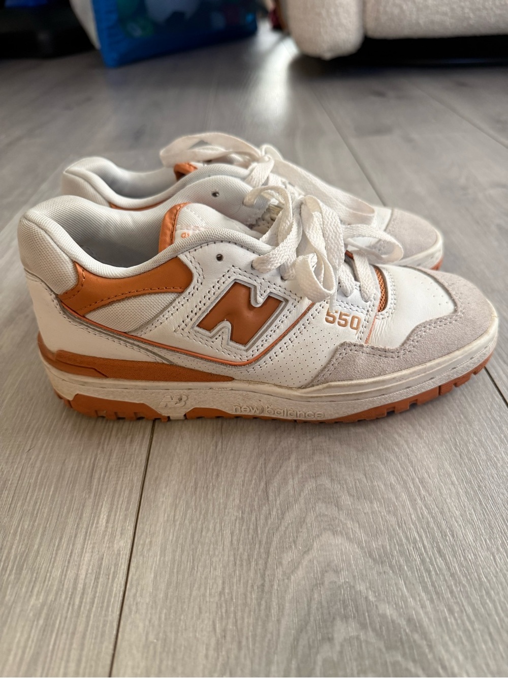 New Balance Women’s  550 Sneakers in White & Orange